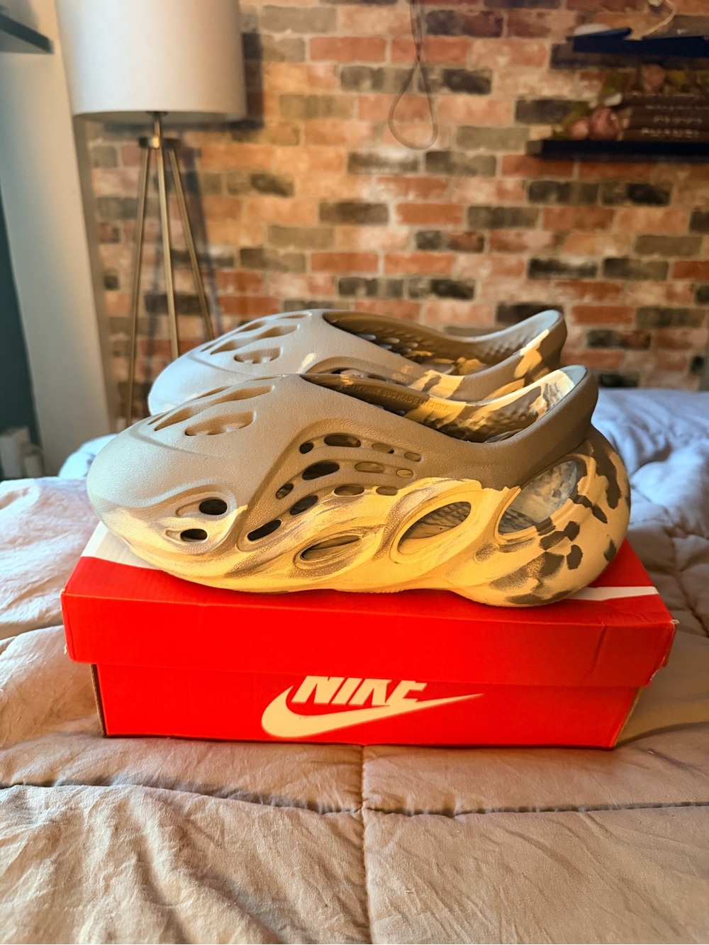 Nike Men's Foam Runner in gray and Cream Camo